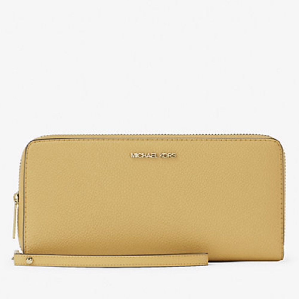 MICHAEL KORS Jet Set Travel Lg Pebbl Leather Continental Wristlet Wallet 
Honey - Picture 3 of 16